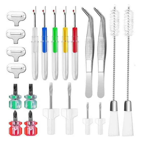 21PCS Sewing Machine Cleaning Kit Include Tweezers Double Headed Brush Seam
