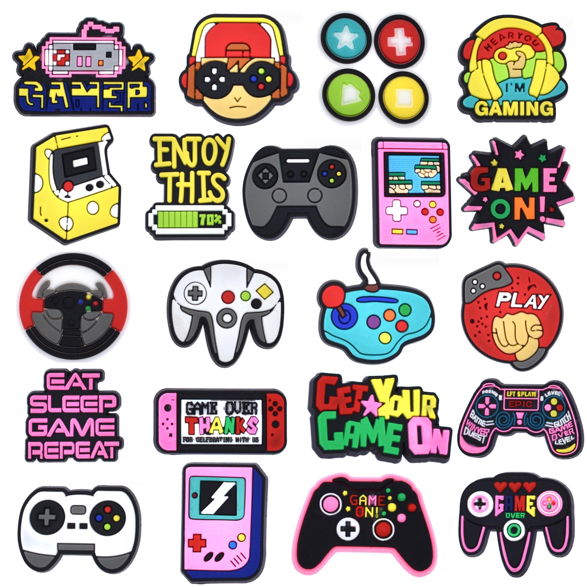 21PCS Video Game Controller Croc Charms Shoe Decoration Charm for Boys kids Teens Clog Pins