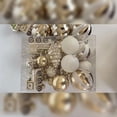thumbnail image 1 of 21PCS White & Champagne Christmas Ball Ornaments – Shatterproof Plastic Baubles with Electroplated Finish – Mixed Shapes Hanging Decorations for Tree & Holiday Decor, 1 of 6
