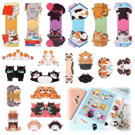 21Pack Cute Black Cat Bookmark Magnetic Bookmarks for Reading Women Men Kids Teacher Book Lovers Gifts, Unique Personalized Bookmarks Bulk Magnet Bookmark Clips Pretty Funny Novelty Page Book Markers