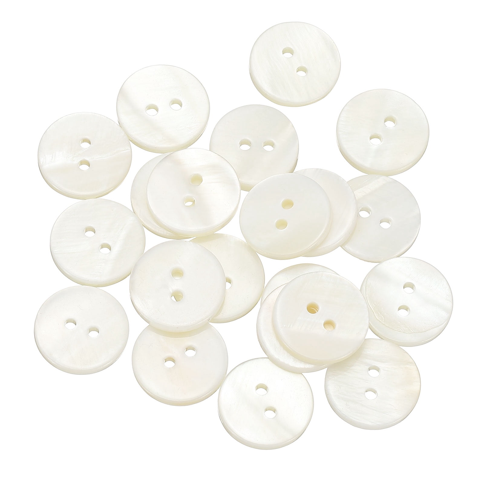 21Pack Natural Shell Button, 2 Hole 15mm Round Mother of Pearl Button ...