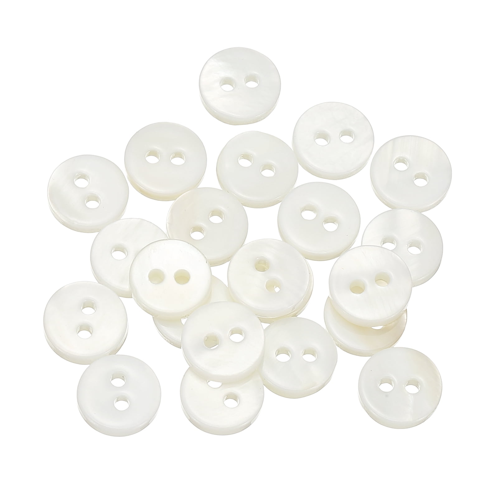 21Pack Natural Shell Button, 2 Hole 9mm Round Mother of Pearl Button ...