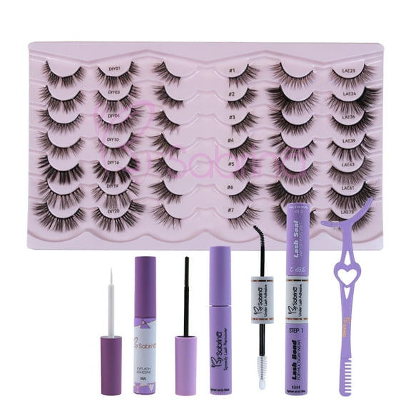 21Pairs Strip Lashes 21 Styles Mixed Natural Wispy Cat Eye Lash DIY Eyelashes Extension at Home for Most Eye Shapes
