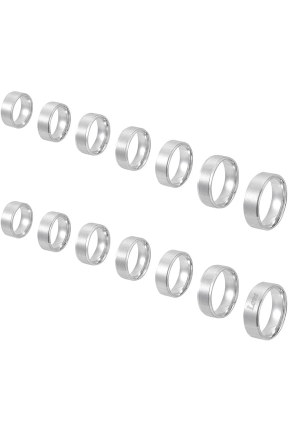 21Pcs 7 Sizes Stainless Steel Ring Blanks Finger Ring Making Supplies Black Plain Wide Band Ring Making Kits Knuckle Rings Set Round Empty Rings for Jewelry Making for diy