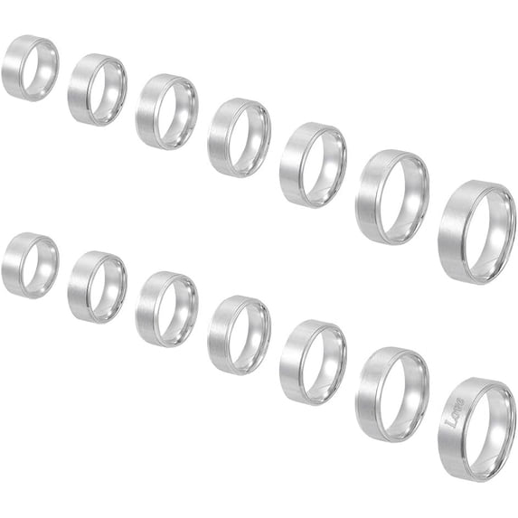 21Pcs 7 Sizes Stainless Steel Ring Blanks Finger Ring Making Supplies ...