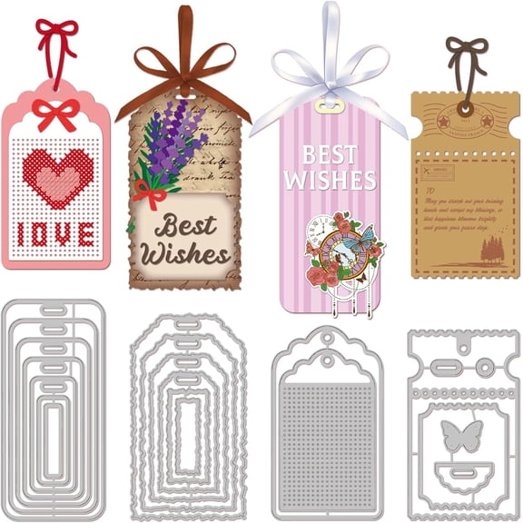 21Pcs Bookmarks Frames Cutting Dies Metal Stamp Border Die Cuts Embossing Stencils Template for Paper Card Making Decoration DIY Scrapbooking Album Craft Decor for DIY Stainless Steel Color