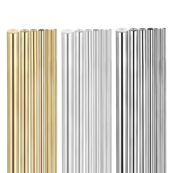 21Pcs Brass Rod, 200mm Length Brass Solid Round Rod Multiple Diameter Material Lathe Bar Stock