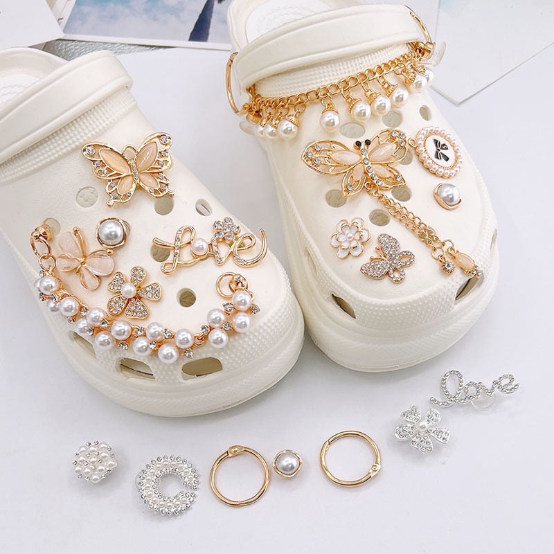18Pcs Croc Accessories Charms for Women Girls, Pearl Designer