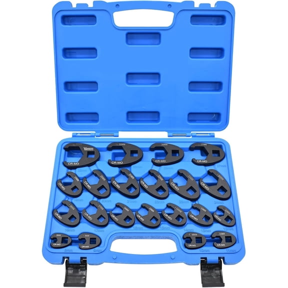 21Pcs Crows Foot Wrench Set 1/2" and 3/8 Drive Flare Nut Crowfoot Set Metric 8-32mm 6 Point Crows Feet Wrenches, Flare Nut Wrench Kit for Removing Nuts from Hard-to-Reach Areas