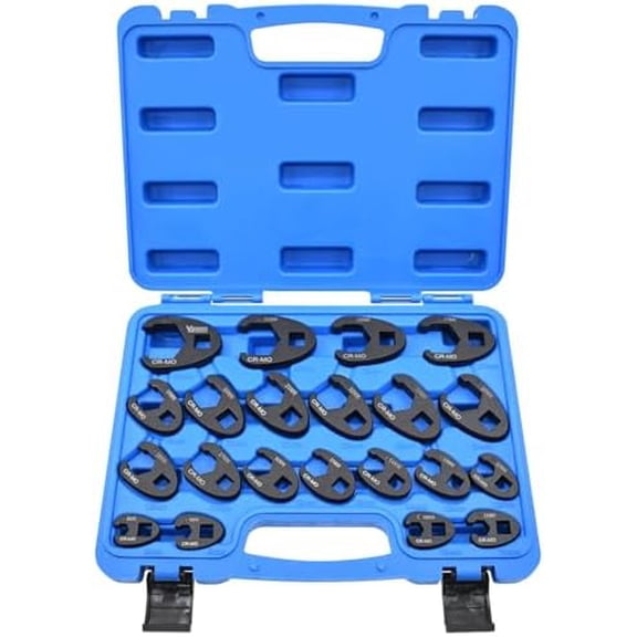 21Pcs Crows Foot Wrench Set 1/2" and 3/8 Drive Flare Nut Crowfoot Set Metric 8-32mm 6 Point Crows Feet Wrenches, Flare Nut Wrench Kit for Removing Nuts from Hard-to-Reach Areas