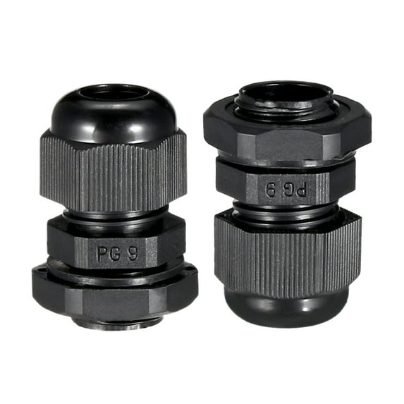 21Pcs PG9 Cable Gland Waterproof Plastic Wire Glands Joints Black for 4-8mm Dia
