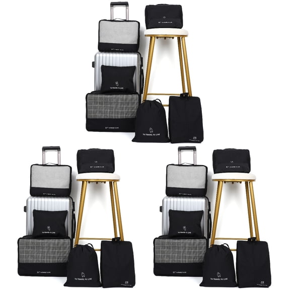 PartyKindom Black Packing Cubes Travel Organizers for Luggage 21Pc