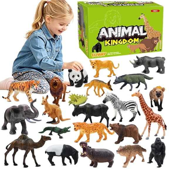 21Pcs Realistic Safari Animal Figurines, Educational Learning Playset, Durable Jungle Animal Toys for Toddlers, Kids & Party Favors.