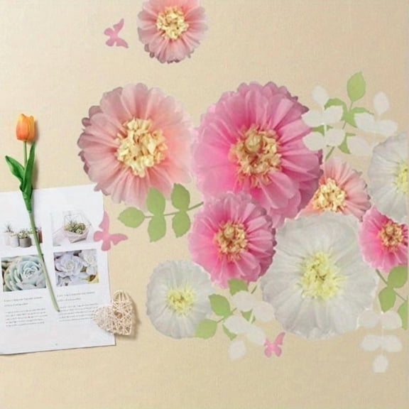 21Pcs Tissue Paper Chrysanth Flowers with Butterfly and Olive Leaves and 2Pcs Tape for Wedding Baby Shower Nursery Room Parties & Events Decorations Pom Poms paper box wrapping gift vintage santa