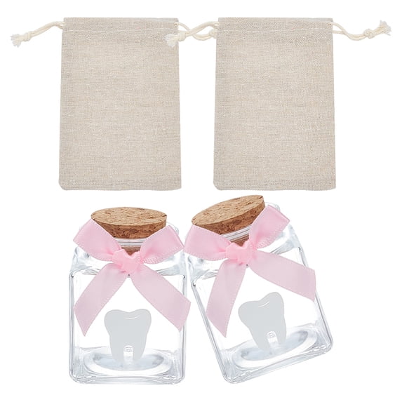21Pcs Tooth Fairy Box Set Baby Tooth Box for Lost Teeth First Tooth Keepsake Box Gift Includes Drawstring Bags Glass Bottles PVC Transfer