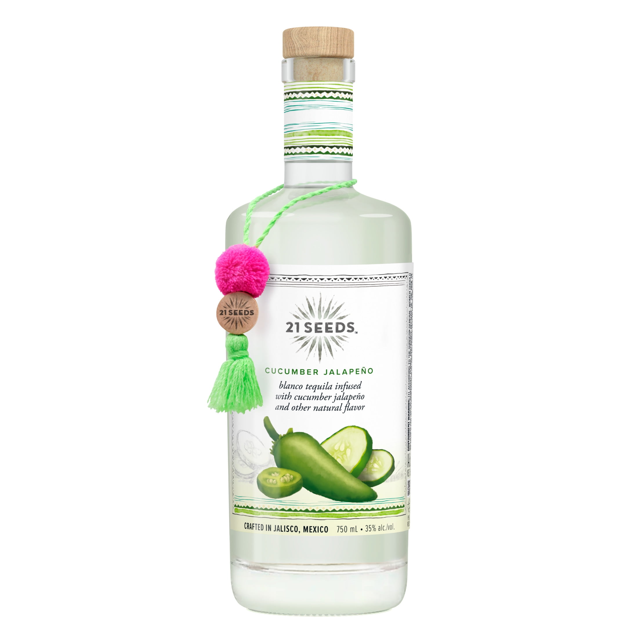 21Seeds Cucumber Jalapeno (Blanco Tequila Infused with Cucumber, Jalapeno and other Natural Flavors), 750 mL, 35% ABV