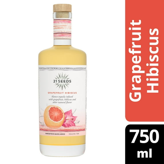 21Seeds Grapefruit Hibiscus (Blanco Tequila Infused with Grapefruit, Hibiscus and Other Natural Flavors), 750 ml
