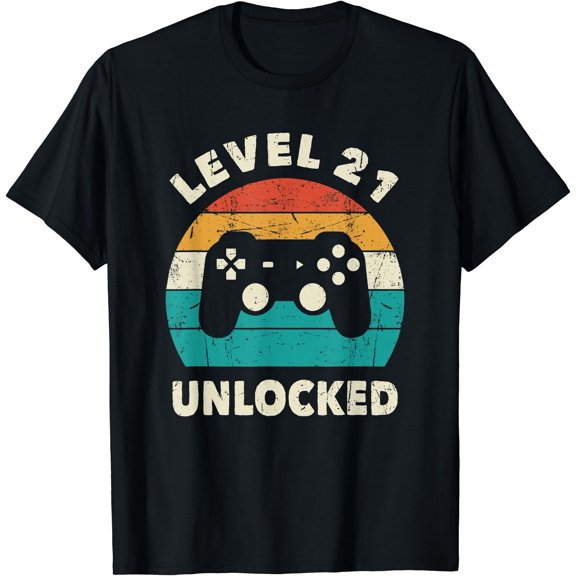 21St Birthday Decoration Gift Level 21 Unlocked Video Gamer T-Shirt, Unisex T-Shirt