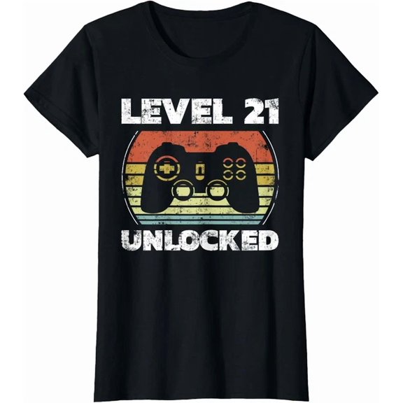 21St Birthday Level 21 Unlocked Video Gamer T-Shirt