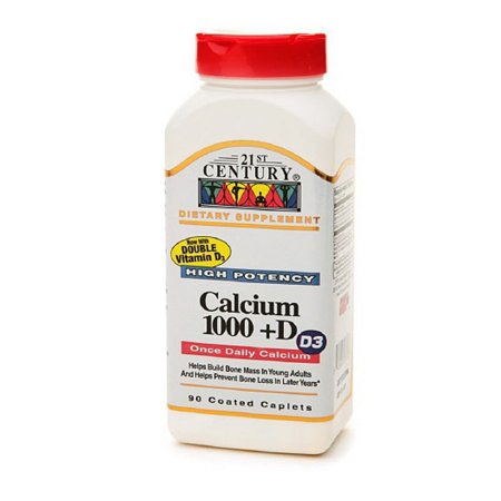 21St Century Calcium 1000 Plus D, High Potency D3 Caplets - 90 Ea, 6 Pack