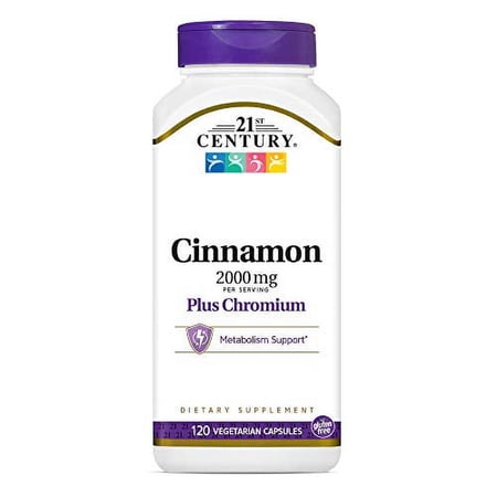 21St Century Cinnamon Plus Chromium Vegetarian Capsules, 120 Count