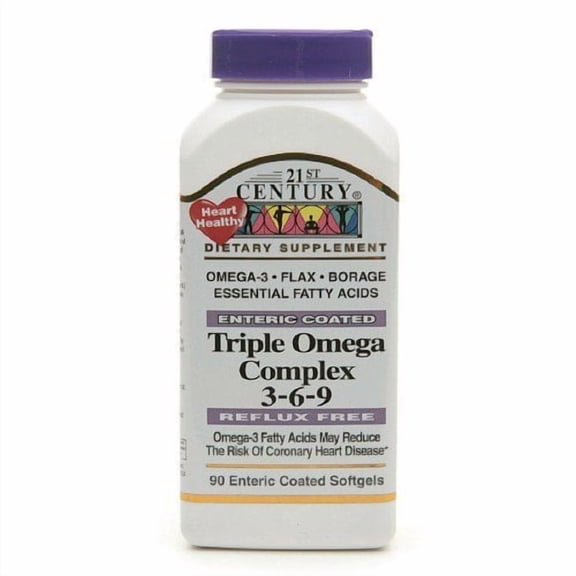 21St Century Triple Omega Complex, Enteric Coated, Reflux Free 90 ct