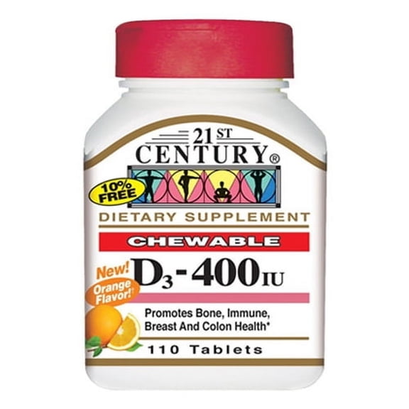21St Century Vitamin D3 400 Iu Chewable Tablets, Orange - 110 Ea, 2 Pack