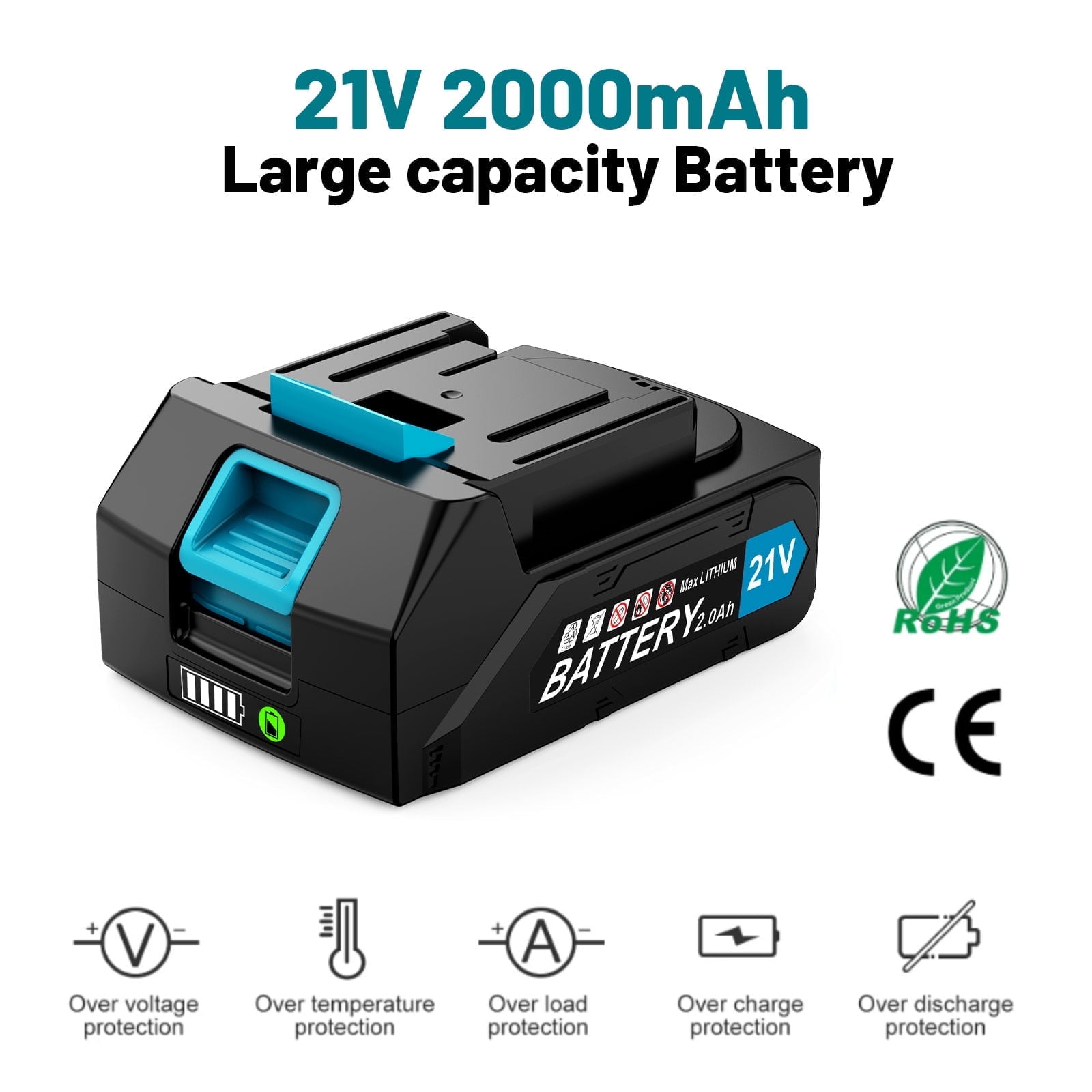 Amiluo 21V 2000mAh Makita Interface Battery, Compatible with Lawn