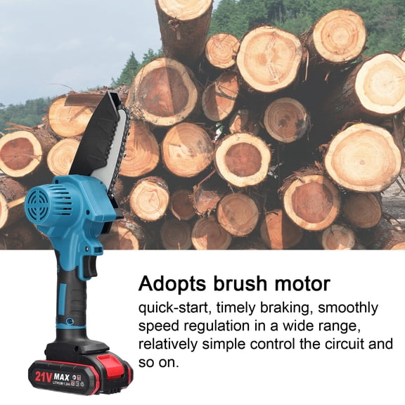 21V 4-Inch Cordless Electric Chainsaw, Handheld Power Pruning Saw for Garden Woodworking, Portable Tree Branch Cutter (Black/Green)