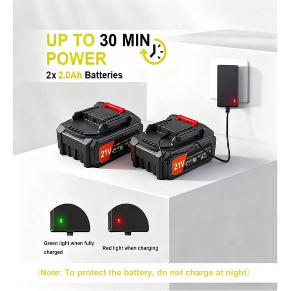 21V Battery Weed Wacker Cordless – 650W Motor & 6000 RPM Battery Powered Weed Wacker Eater with 2x 2.0Ah Batteries, Powerful Electric Weed Wacker Cordless for Effortless Garden & Lawn Care