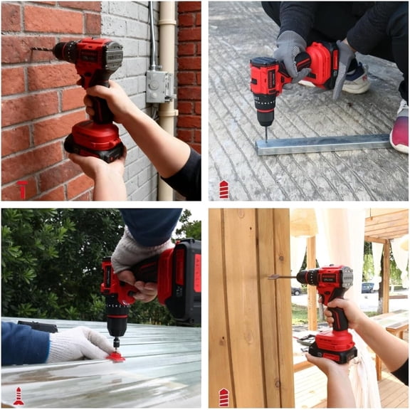 21V  Brushless Cordless Hammer Drill/Driver Kit  310 in-lbs, 21000 BPM, 2-Speed, 20+3 , 3/8" Metal Chuck  w/ 2x 2.0Ah Batteries, Charger, 24-Piece Accessory Set & Case for Home