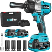 21V Brushless Cordless Impact Wrench 1/2 Inch High Torque 900FT Lbs Electric Impact Gun with 2 Pack 4000mAh Batteries 4 Sockets LED Light Heavy Duty Power Impact Wrench for Car Repair Construction