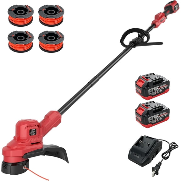 21V Brushless Cordless Weed Wacker Battery Powered String Trimmer Weed Eater Lawn Edge Brush Cutter 13 Inch Cut Width 8500RPM Auto Feed Line Batteries Charger Included for Garden Lawn Maintenance