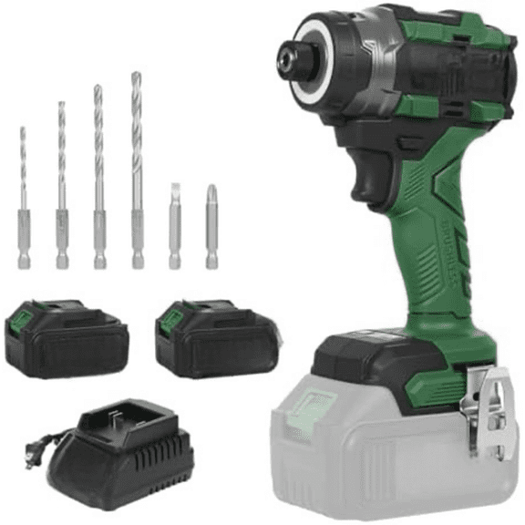 21V Brushless Impact Screwdriver, 230Nm Electric Cordless Driver Set with Dual 3.0Ah Batteries, Screwdriver Bits and Built-in Led Light for Home Repairing DIY, Green$$