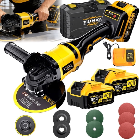 21V Cordless Angle Grinder, Lightweight Handheld Grinder for Cutting, Grinding & Polishing