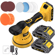 21V Cordless Car Polisher Kit, 6 Inch Brushless Dual Action Random Polisher, Adjustable Speed Up to 5500 RPM, Orbital Polisher for Car Detailing, with Accessories