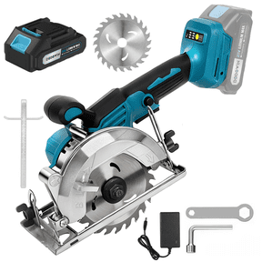 21V Cordless Circular Saw Kit With 1 Battery, Charger, Cutting Blade, Guide Ruler And Wrench, Portable Electric Wood Cutting Saw For DIY Woodworking, Board Cutting, Home Repair And Workshop Use