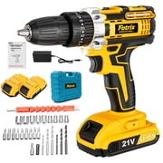 21V Cordless Drill, 2 Speed, Keyless 3/8 Chase Drill with LED Light, Equipped, Two batteries&plastic case packaging