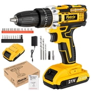 21V Cordless Drill, 2 Speed, Keyless 3/8" Chase Drill with LED Light, Equipped, one battery&paper box pack