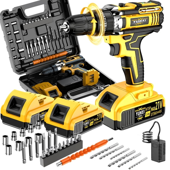 21V Cordless Drill Driver, Multifunctional Power Tool for Home DIY & Repairs