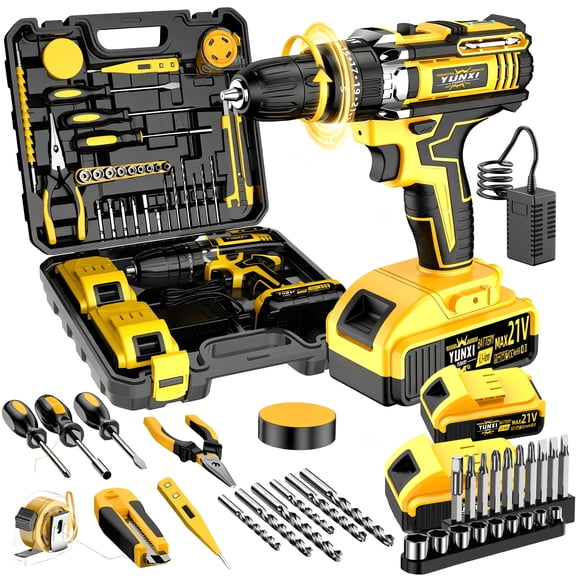 21V Cordless Drill Driver, Multifunctional Power Tool for Home DIY & Repairs