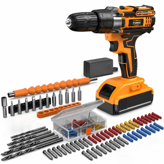 21V Cordless Drill Driver Piece Tool Set High Torque 2.0 Ah Battery 25 1 2 Speed Clutch CR V Tools Flexible Shaft LED Light For Home Repair Ideal Gift For Men And Women Holiday Gifts