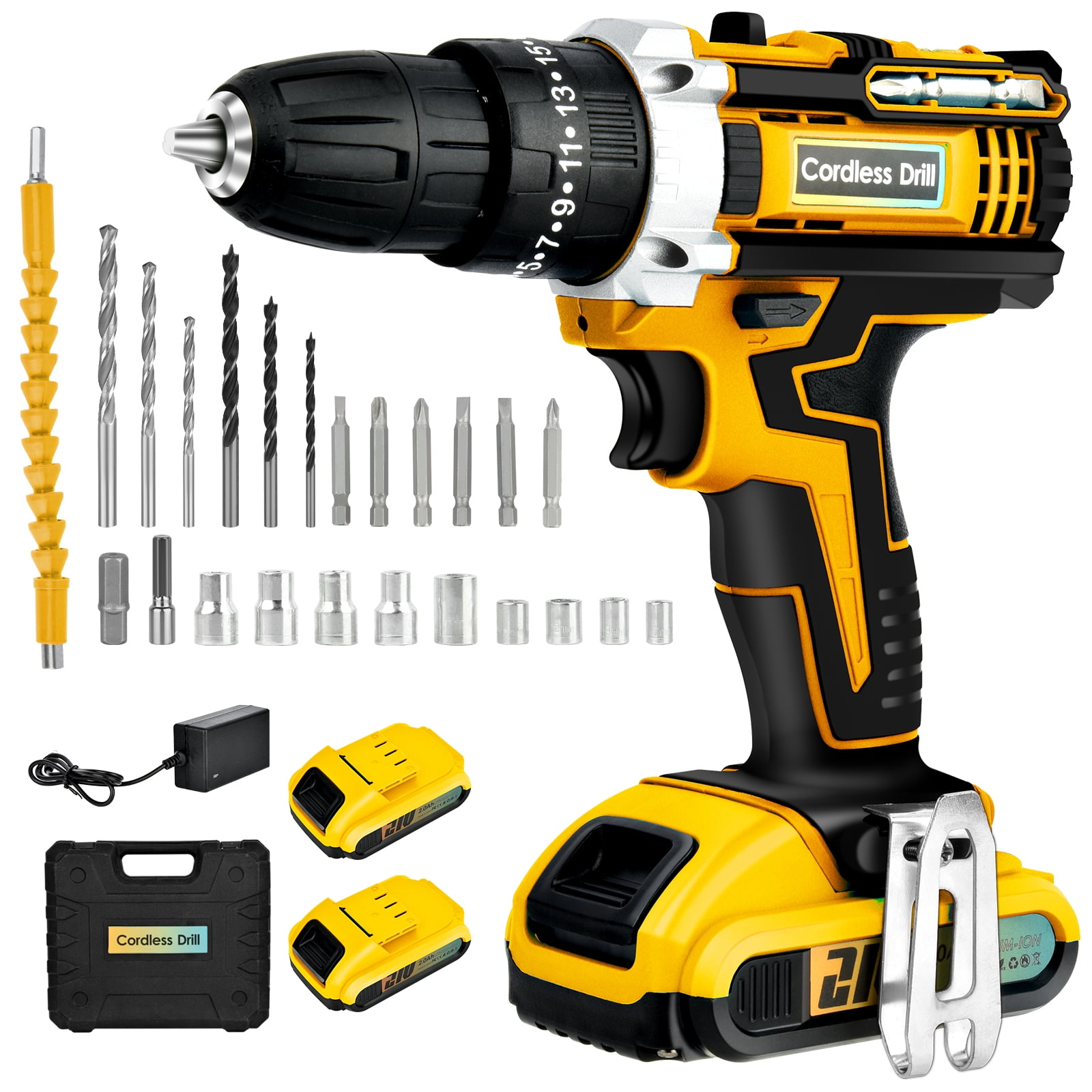 21V Cordless Drill Driver Cordless Screwdriver Set Powerful Cordless