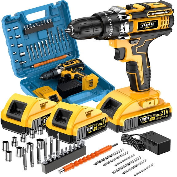 21V Cordless Drill Driver Set, 2.0Ah Battery & Fast Charger, Electric Screwdriver with Adjustable Speed/Torque for Home & Auto Repair