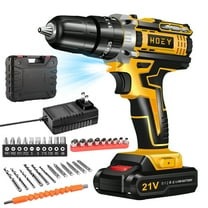 21V Cordless Drill Set, Electric Power Drill 34Pcs with 3/8 Inch Keyless Chuck, 25 3 Clutch Compact Driver Drill with Work Light, Max torque 45Nm, 2-Variable Speed & Battery and Fast Charger