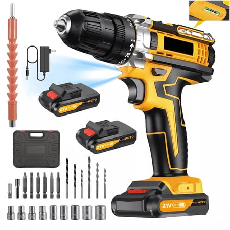 21V Cordless Drill Set with 27-Piece Tool Kit – 1500mAh Li-ion Battery, 30 Torque, Adjustable Speed for Home Repair, DIY, and Crafts