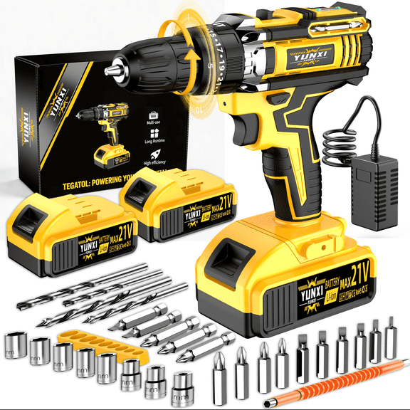 21V Cordless Drill Tool Box Set, Multifunctional Power Tool with High-Capacity Battery