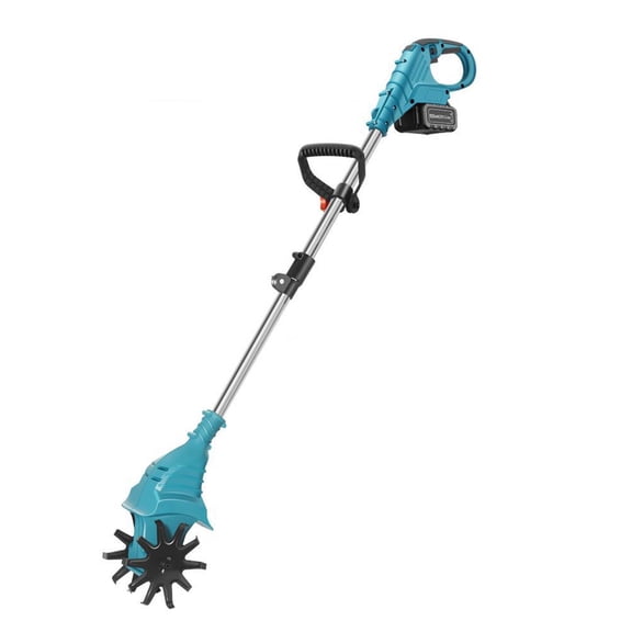 21V Cordless Electric Garden Tiller Cultivator With Adjustable Telescopic Handle Heavy-Duty Blades Teal-Black 1 Pack