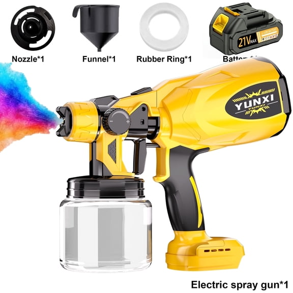 21V Cordless Electric Paint Spray Gun, High Power HVLP Paint Sprayer for Home DIY & Furniture Painting
