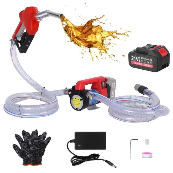 21V Cordless Fuel Transfer Pump, 12GPM Fast Pumping, 4000mAh Battery 40 Min Runtime, 16.4ft Suction Lift for Diesel Kerosene